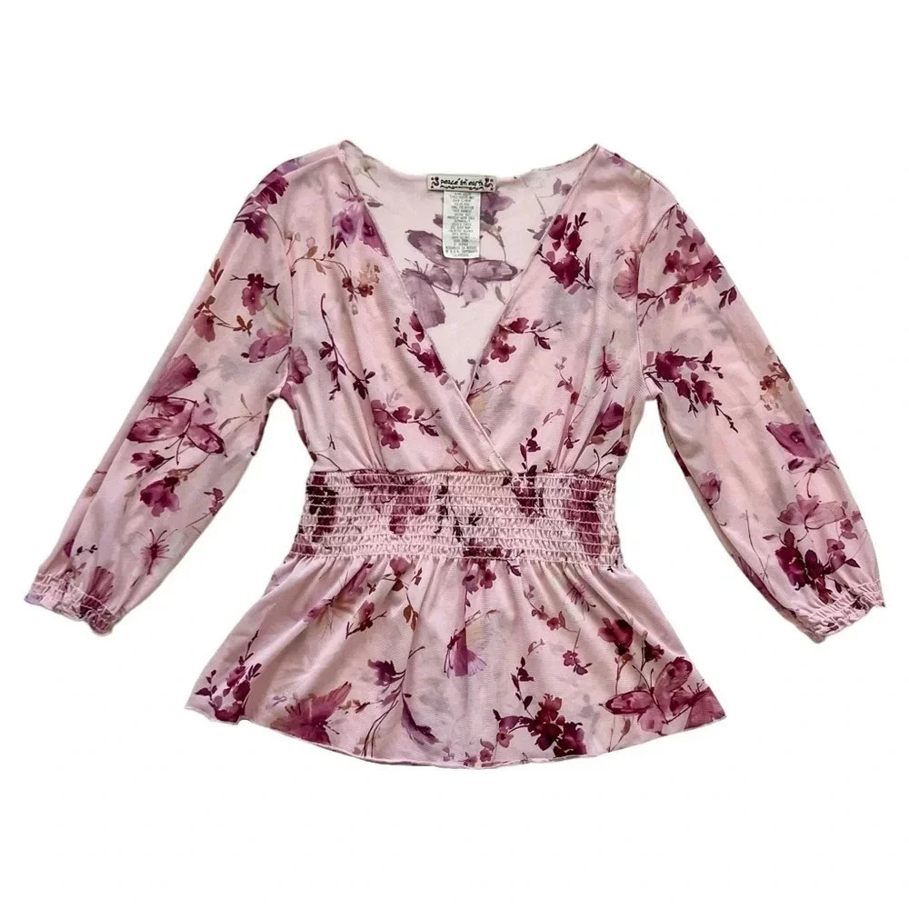Vintage Y2K Floral Print Top